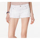Indigo Rein Womens Bottoms M / White Frayed-Hem Stretch Denim Shorts