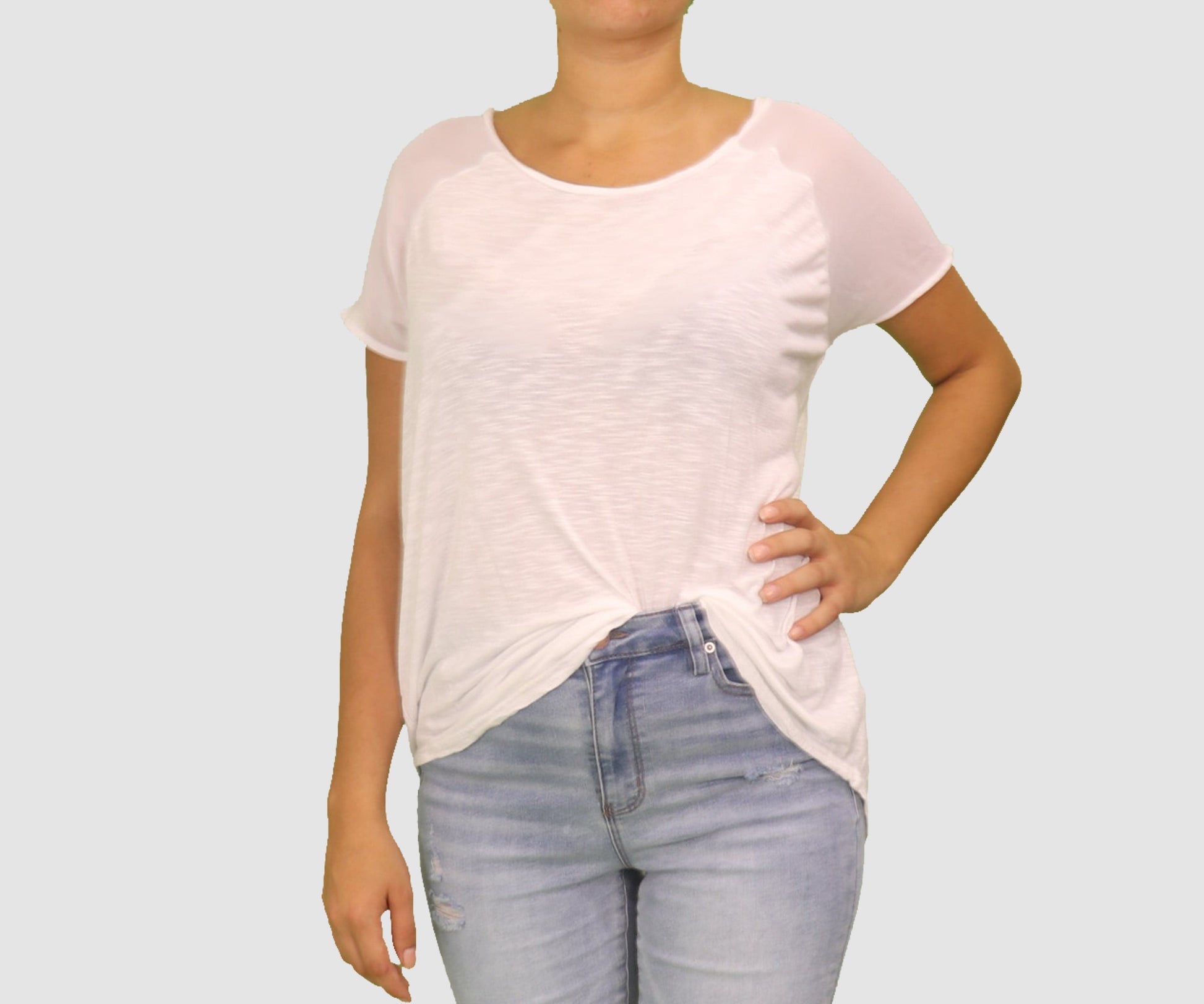 jeans by Buffalo Womens Tops Medium / White Short Sleeve Top