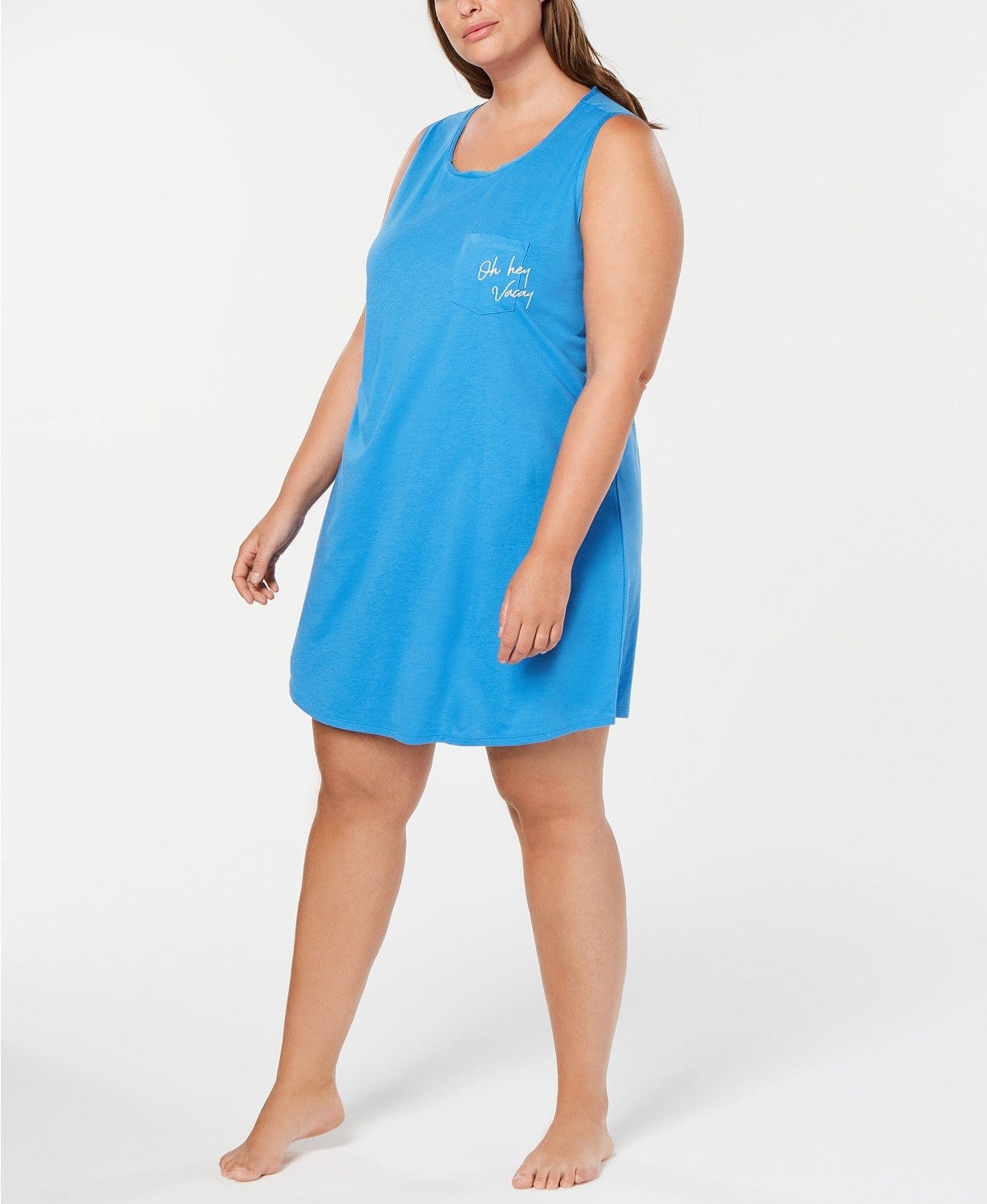 Jenni Womens Tops 3X-Large / Azure Blue Plus Size Peekaboo-Back Sleepshirt