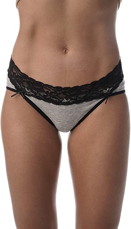 JUST INTIMATES womens underwear XX-Large / Grey Ultra Soft Panties with Lace Trim