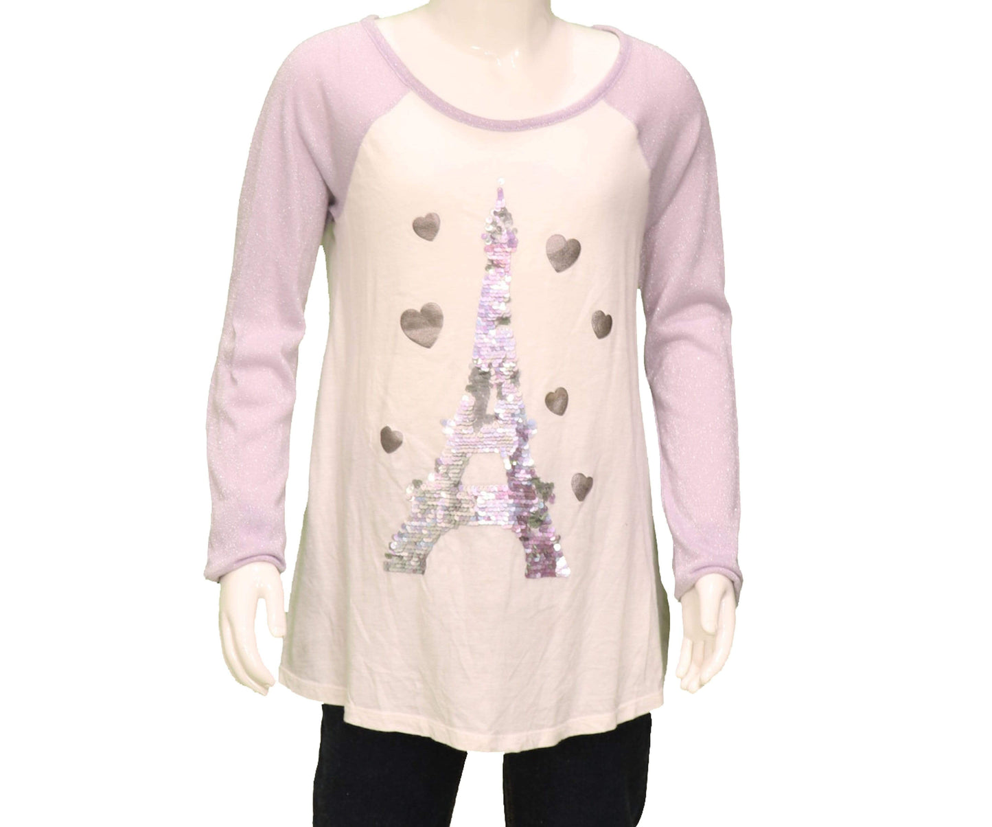 JUSTICE Apparel 12 Years / Purple - White JUSTICE - Kids - Glitter Print Long Sleeve Top