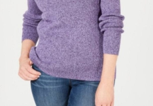 KAREN SCOTT Womens Tops Petite L / Purple KAREN SCOTT - Cotton Ribbed Marled Sweater