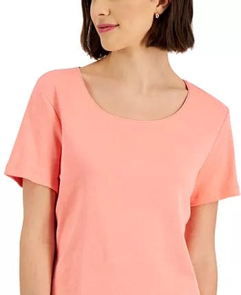KAREN SCOTT Womens Tops XL / Pink KAREN SCOTT - Short Sleeve Scoop Neck Top