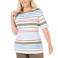 KAREN SCOTT Womens Tops XXL / Multi-Color KAREN SCOTT - Striped Boat Neck Pullover Top