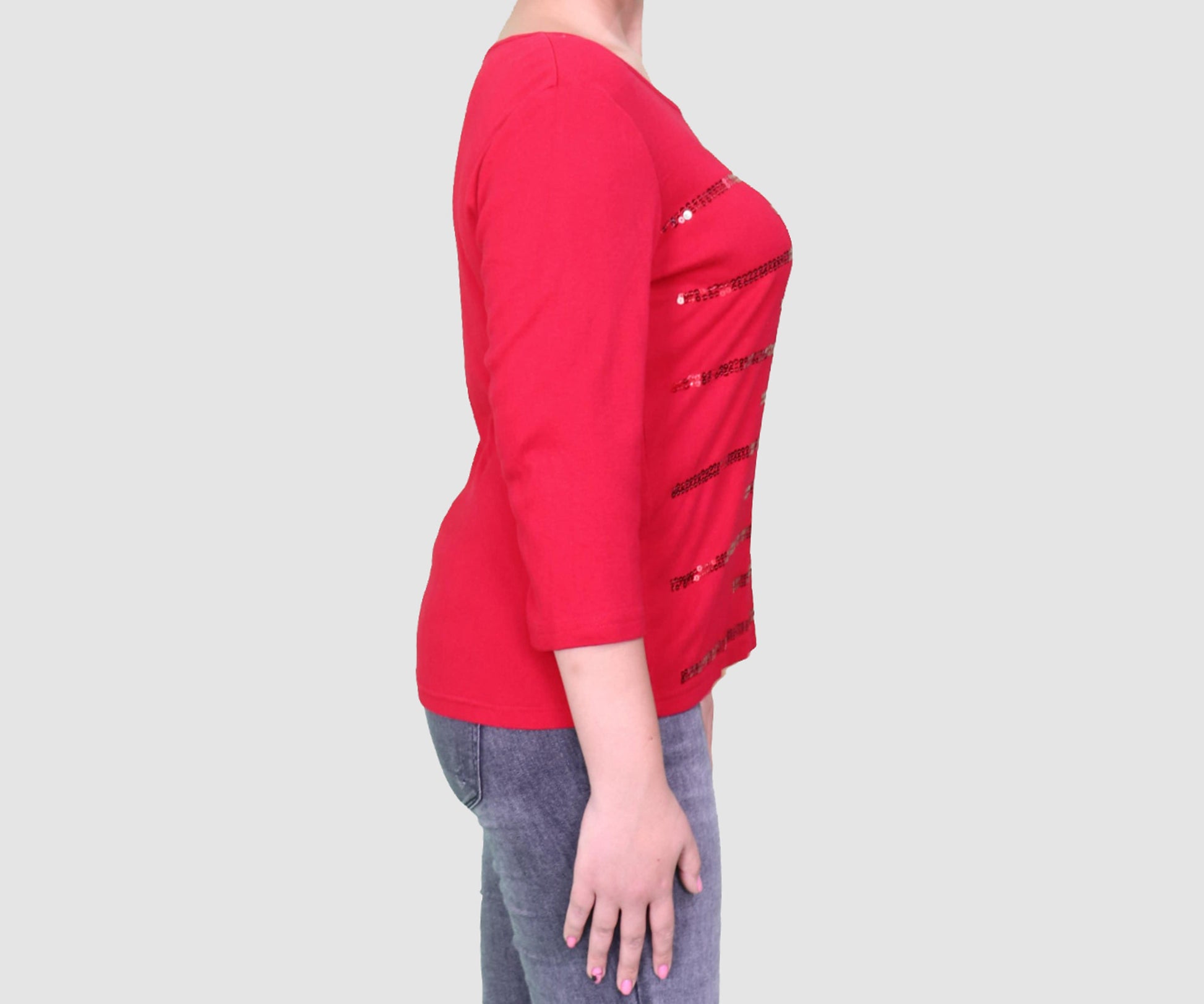 KAREN SCOTT Womens Tops L / Red Long Sleeve Top