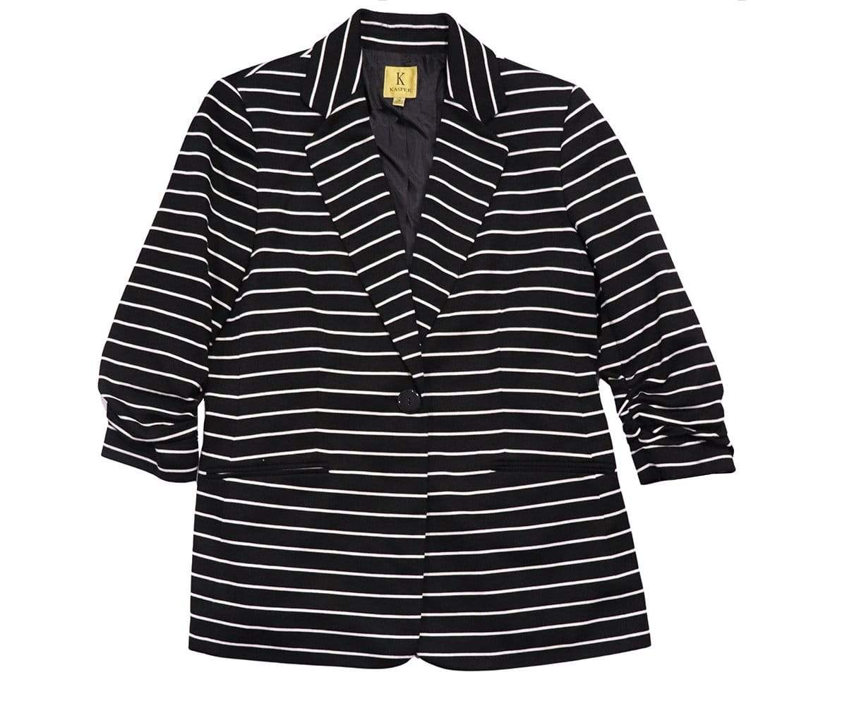 KASPER Womens Jackets 10 / Black-White KASPER - Striped Blazer