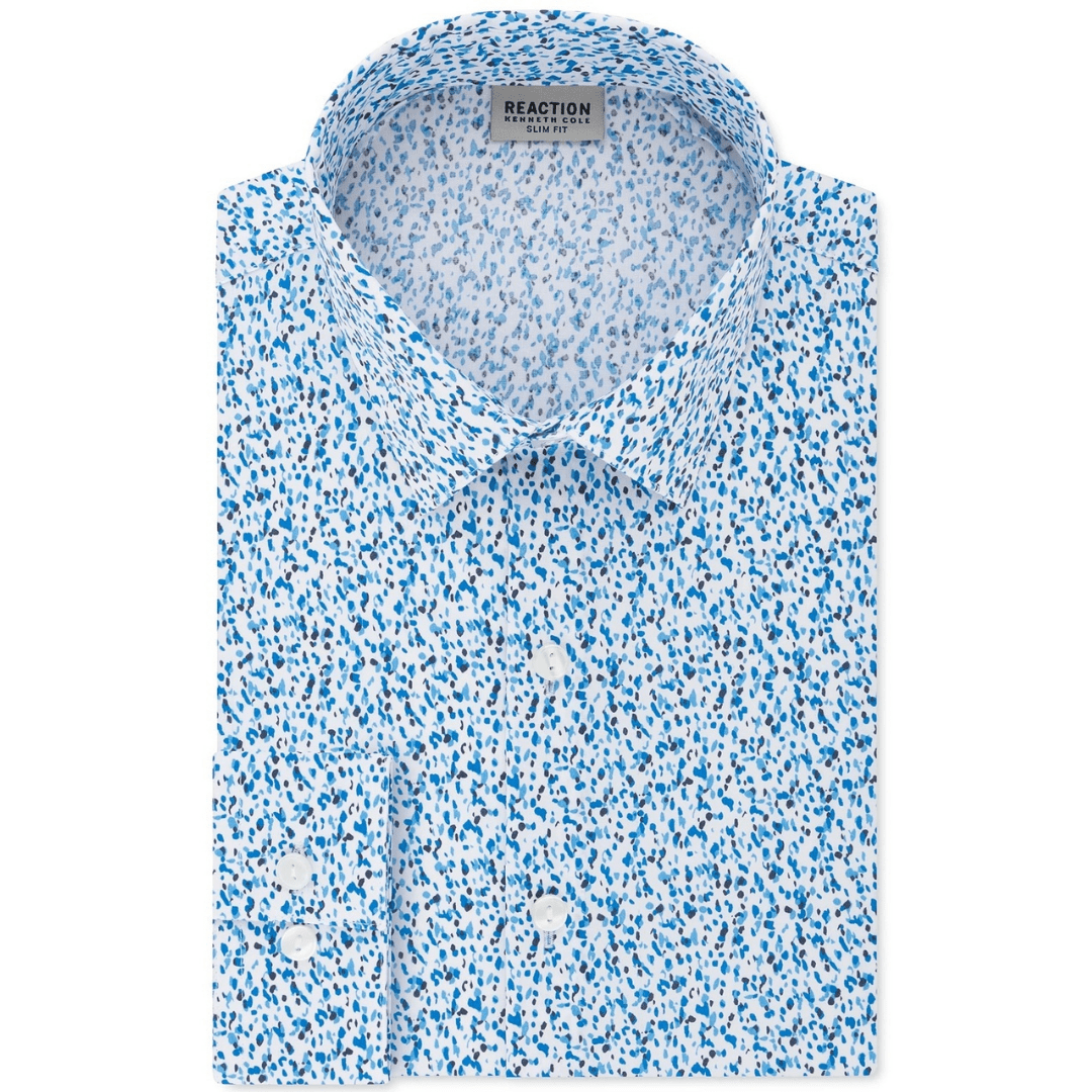 KENNETH COLE Mens Tops M / Multi-Color KENNETH COLE - All Day Flex Slim Fit Printed Shirt