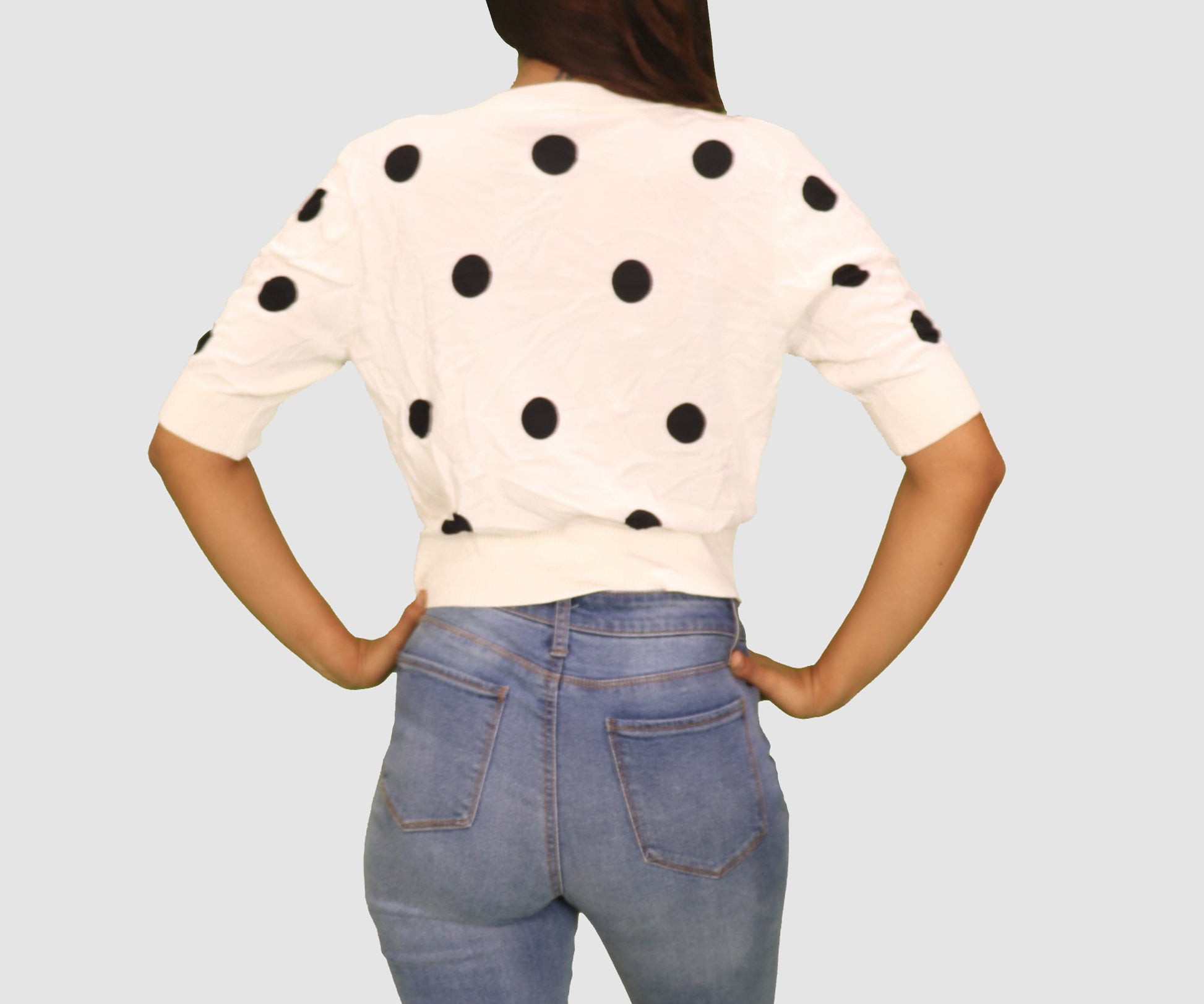 KIM ROGERS Womens Tops Medium / White / Black Short Sleeve Top