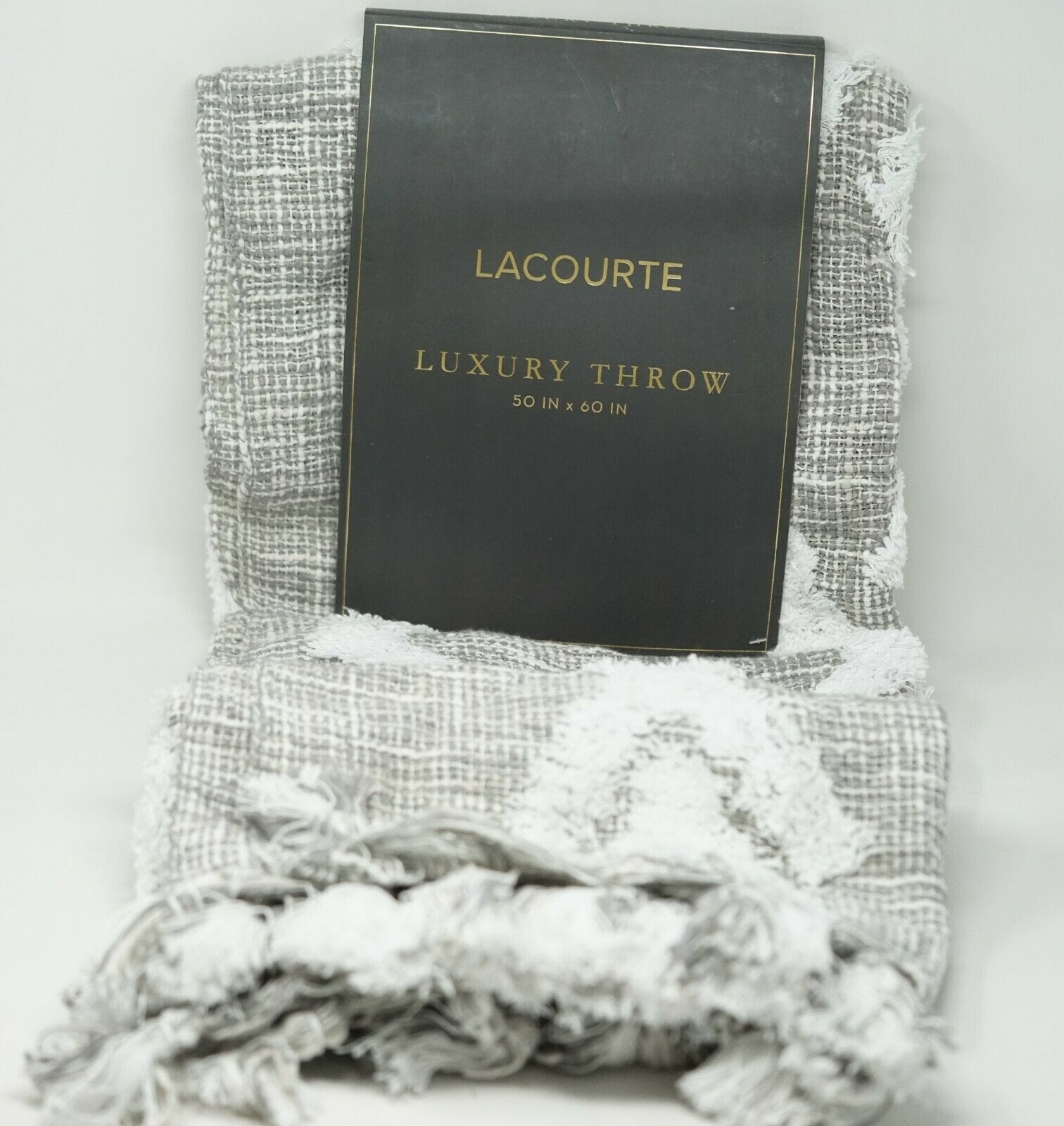 LACOURTE Bedspread & Coverlet Gray/White Tufted-Chenille Geometric Tassel Throw Gray
