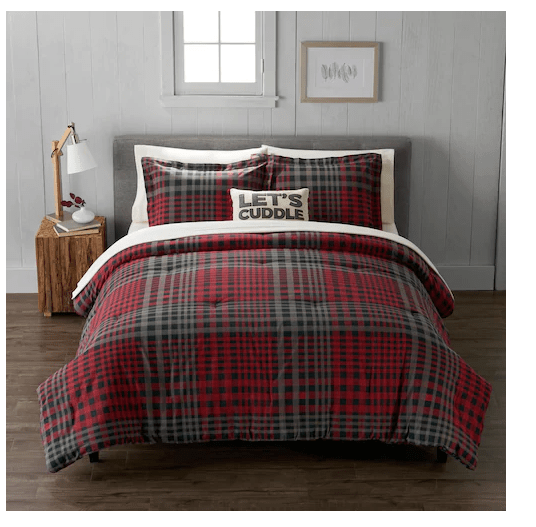 Lets Cuddle Comforter/Quilt/Duvet Full/Queen / Red/Grey Lets Cuddle - Plaid Comforter Set