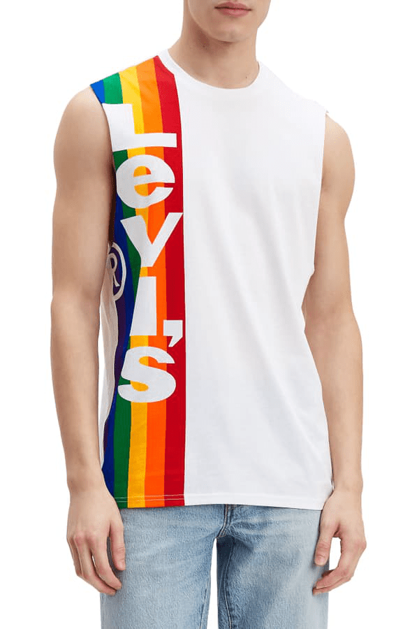 Levi's Mens Tops white / Large Pride Collection Rainbow Logo Graphic Sleeveless T-shirt In Rainbow