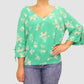 Lily White Womens Tops X-Large / Green / Multi Three Quarter Sleeve Top