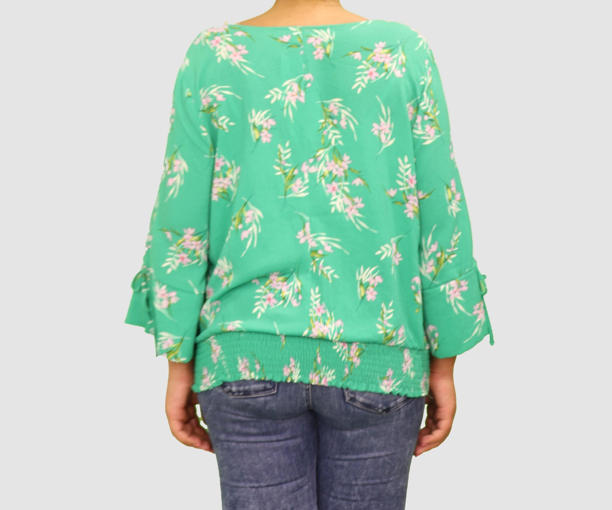 Lily White Womens Tops X-Large / Green / Multi Three Quarter Sleeve Top