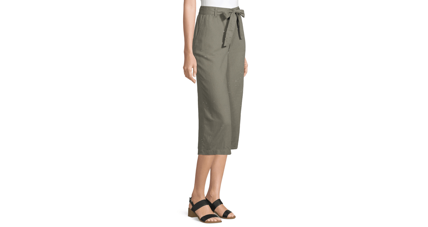 Liz Claiborne Womens Bottoms Belted Cropped Pants