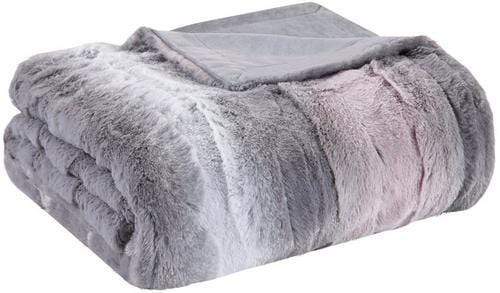 Madison Park Bed & Bath Zuri Blush/Grey Home Essence - Aina Oversized Faux Fur Throw