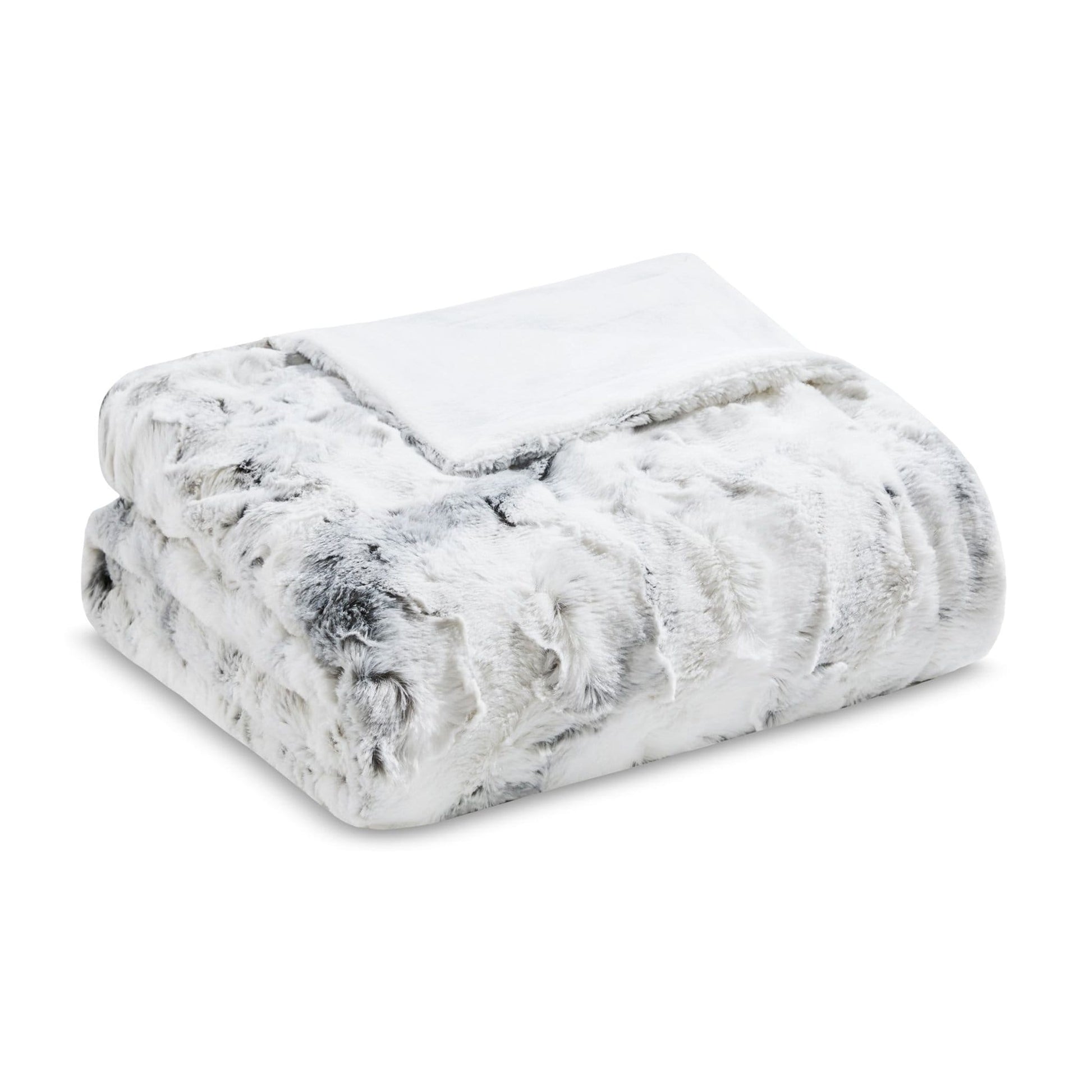Madison Park Bed & Bath White/Grey Marble Print Fur Madison Park - Aina Oversized Throw