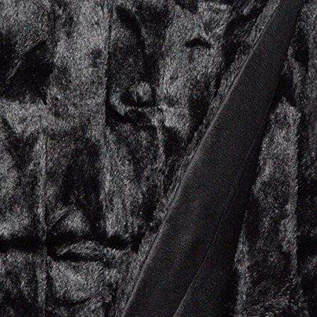 Madison Park Bed & Bath Black Solid Ruched Long Fur Knitted Throw