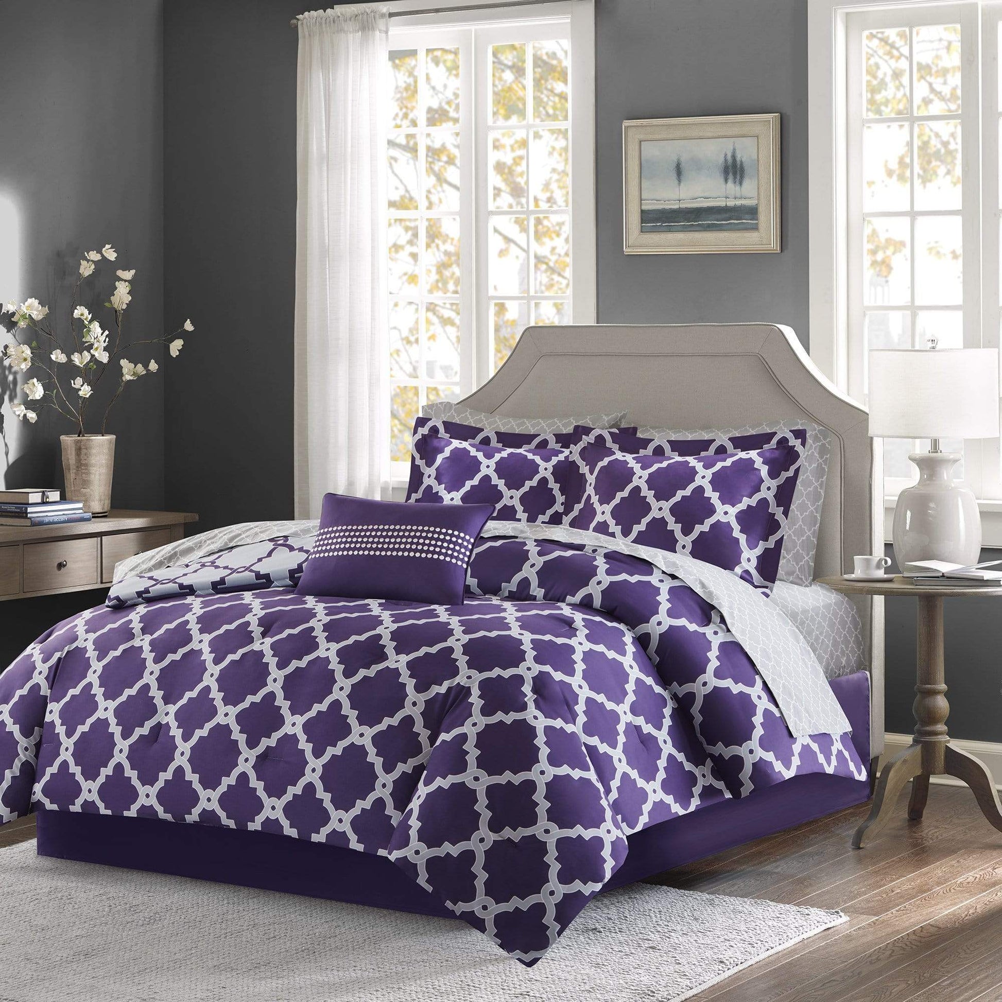 Madison Park Comforter/Quilt/Duvet Full Queen / Purple Madison Park - Becker Reversible Full Comforter Set