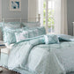 MADISON PARK Comforter/Quilt/Duvet King / Aqua MADISON PARK - Cotton Percale Comforter Set - 9 Pieces