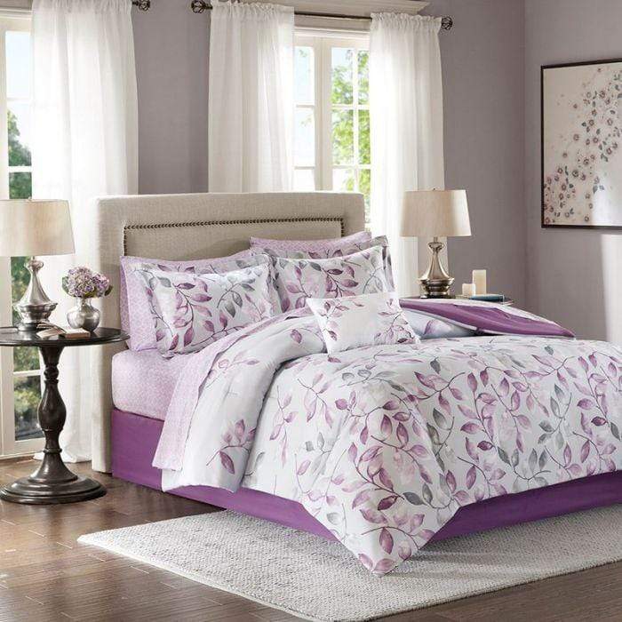 Madison Park Comforter/Quilt/Duvet Queen / Purple Madison Park - Floral Purple Comforter Set