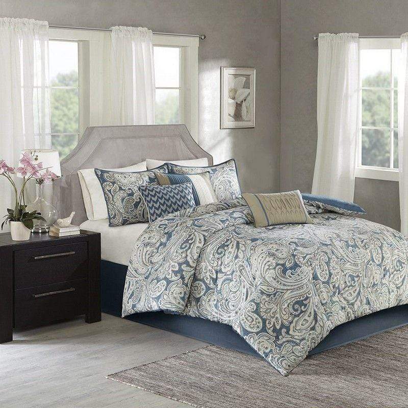 Madison Park Comforter/Quilt/Duvet Queen / Blue Madison Park - Printed Queen Comforter Set