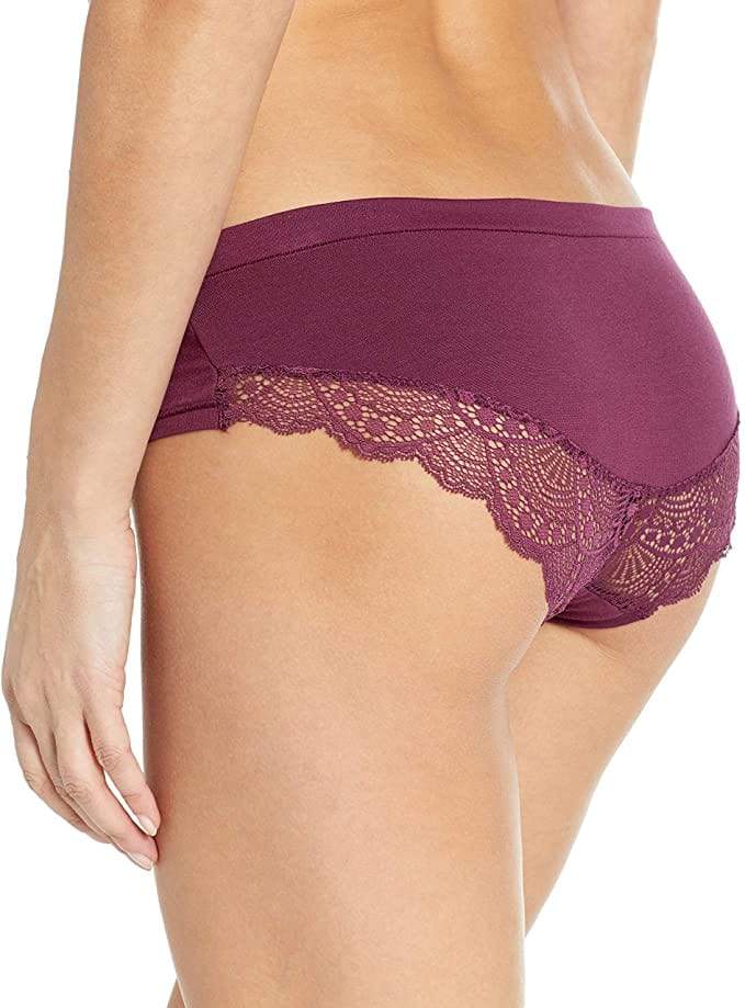 Mae womens underwear X-Large / Grape Wine Cotton Lace Back Panty
