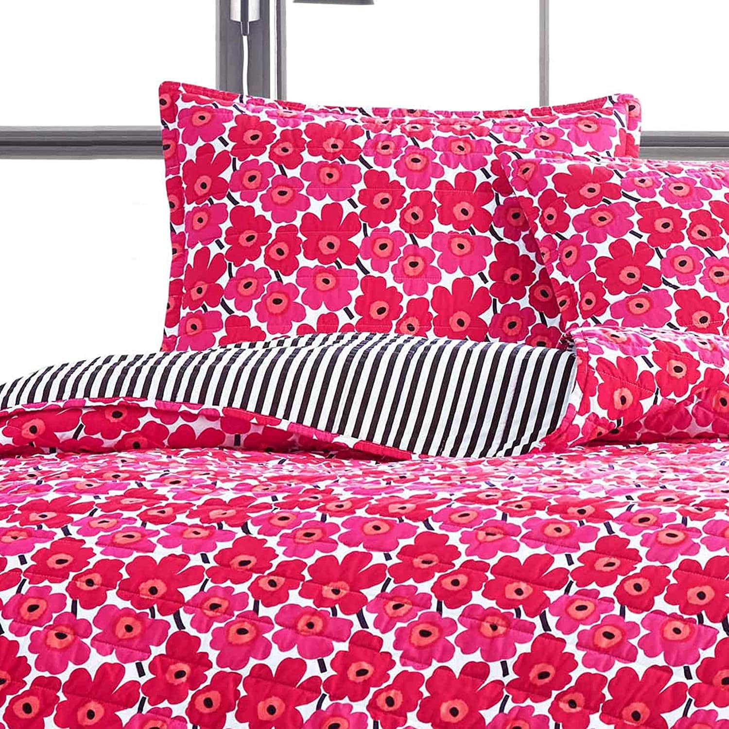 Marimekko Comforter/Quilt/Duvet King- 264cm x 244cm / Pink Mini Unikko Quilt Set - 3 Pieces