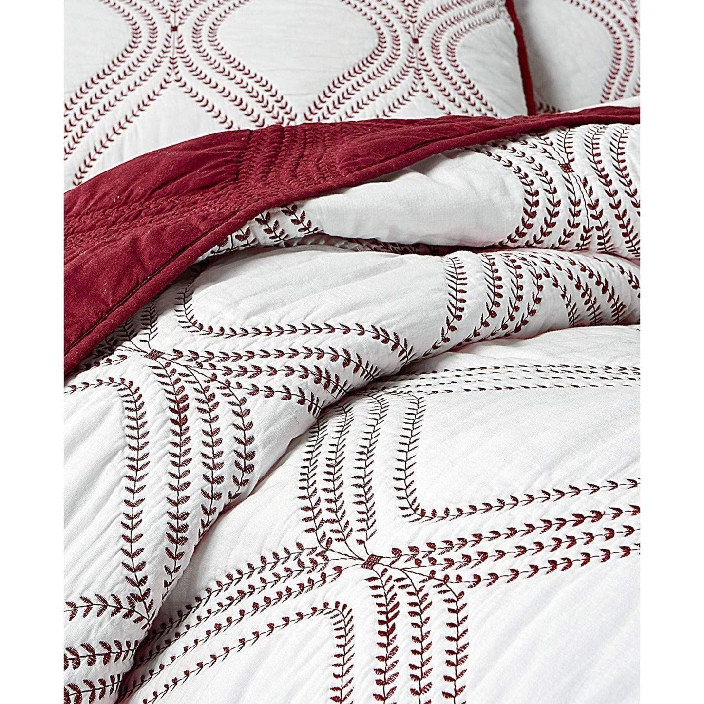Martha Stewart Collection Comforter/Quilt/Duvet Twin - 173cm x 218cm / Red / White Gramercy Gate Reversible Quilt