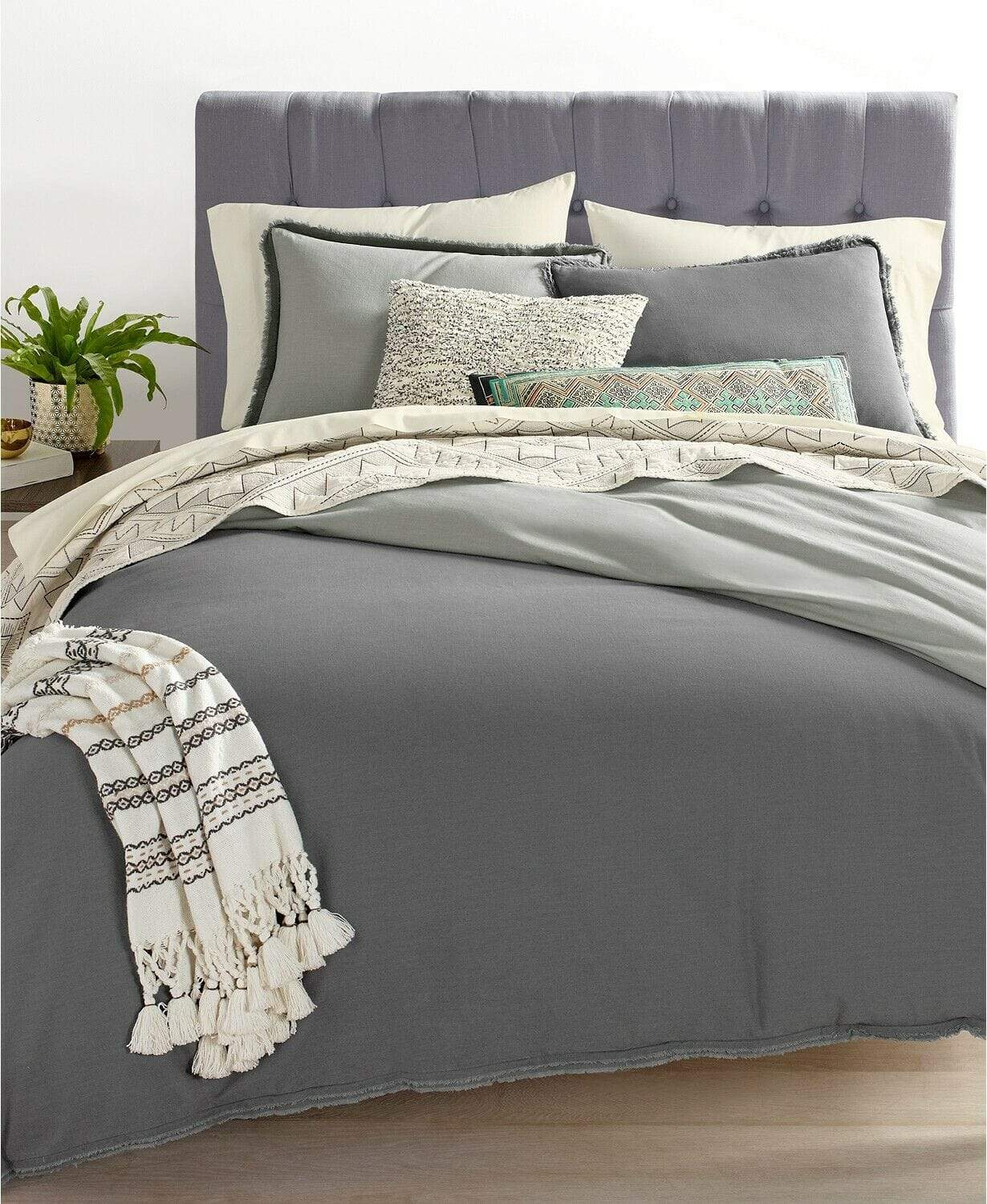 Martha Stewart Comforter/Quilt/Duvet Full-Queen Cotton Linen Comforter Set-3 Piece