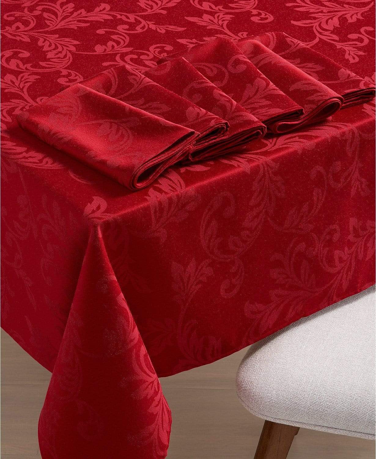 Martha Stewart Household Red / 152cm x 305cm Scroll Dining Set with 8 Napkins