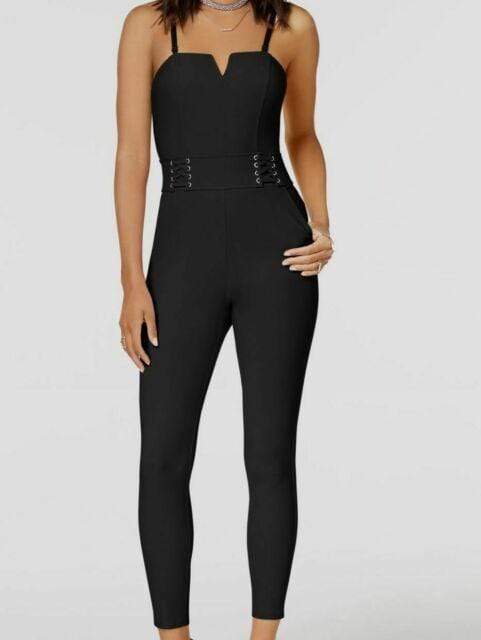 MATERIAL GIRL Apparel M Lace-up Slim-Fitted Sleeveless Jumpsuit
