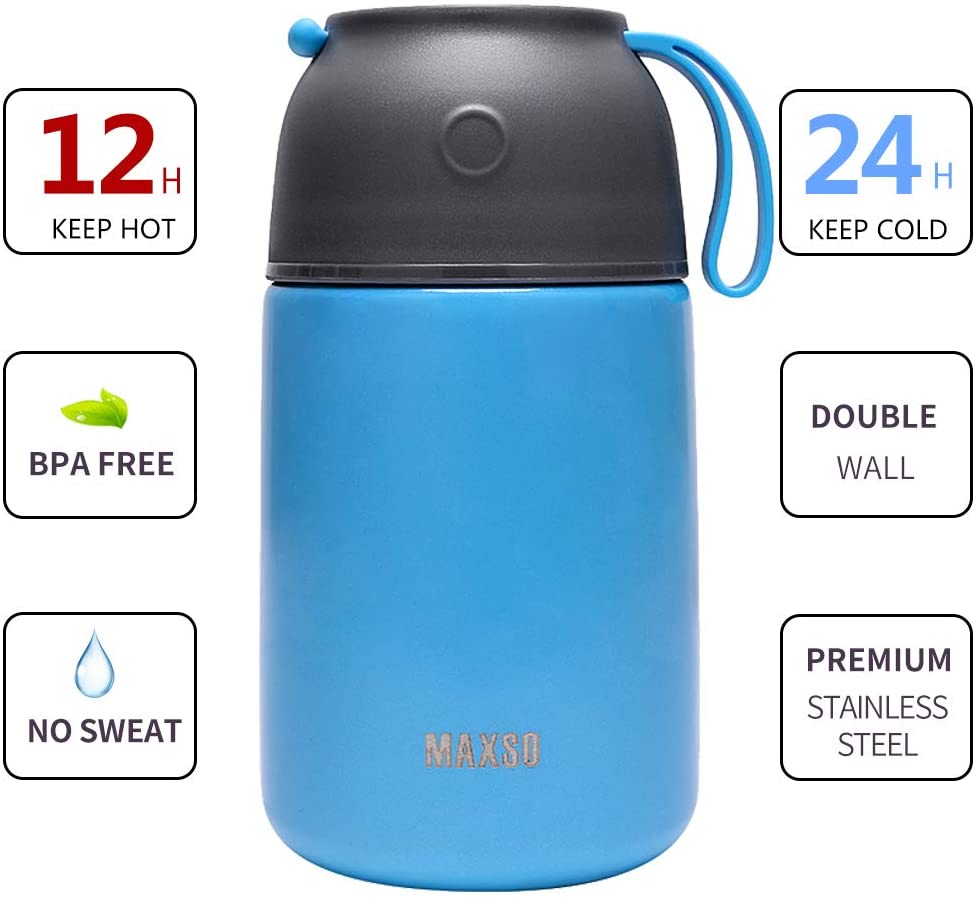 MAXSO 2 Pack Vacuum Insulated Food Jar Hot Food Containers Thermos 23.7 oz  17oz