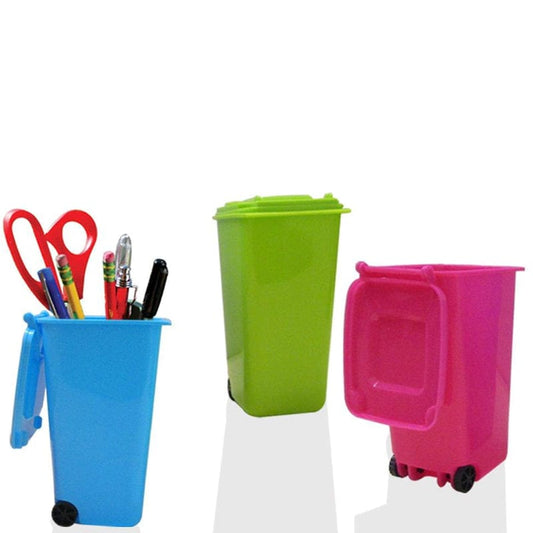 MEGA STATIONERS General Merchandise Pink-Blue-Green MEGA STATIONERS - Mini Wheelie Trash Can Storage Bin Desktop Organizer - 3 Pieces