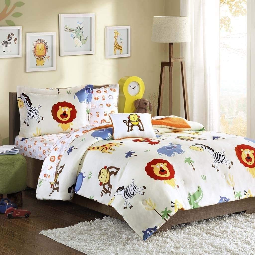 MI ZONE Comforter/Quilt/Duvet Full/Queen / White/Animals MI ZONE - Animal Kingdom Prints Comforter Set
