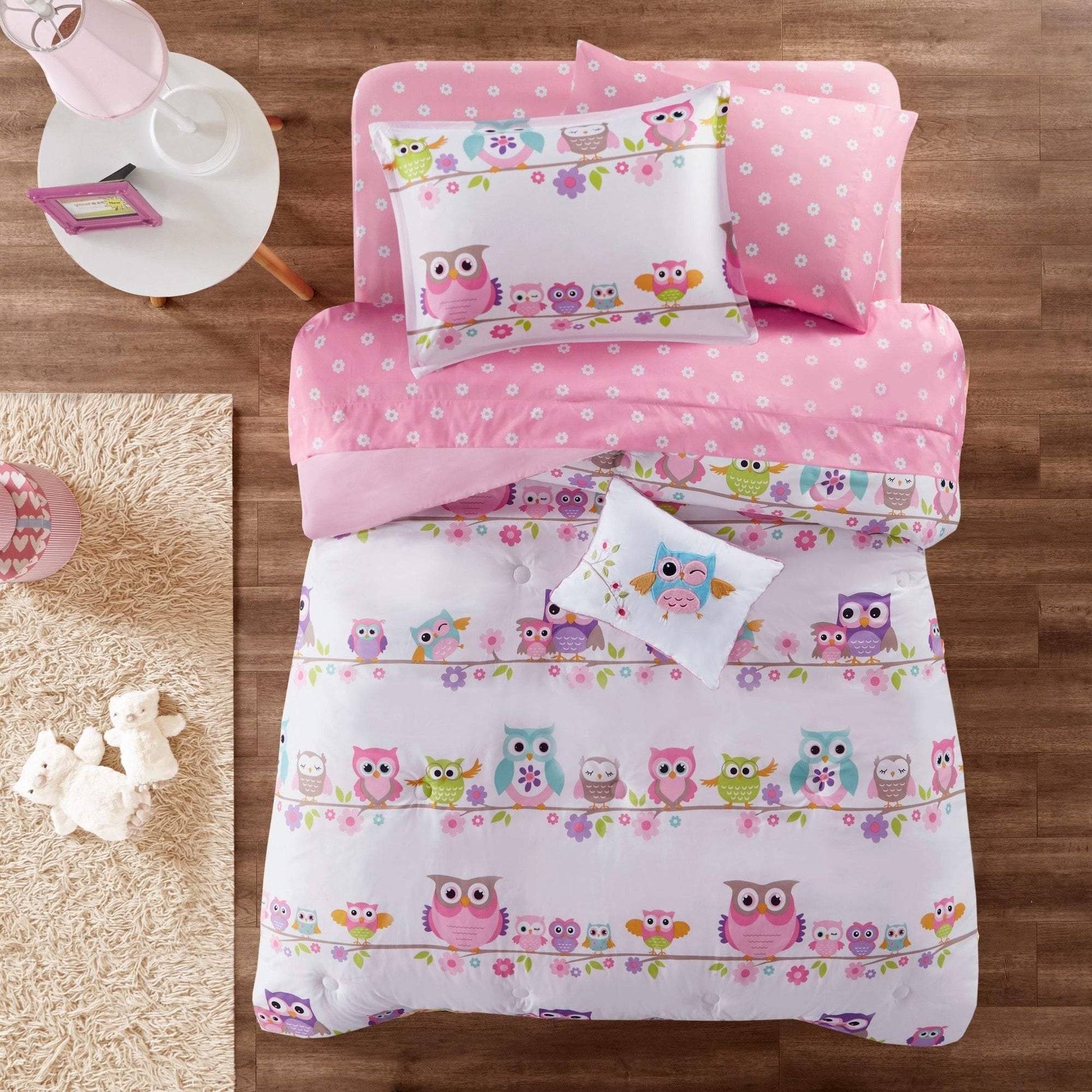 MI ZONE Comforter/Quilt/Duvet Twin MI ZONE - Girl's Nocturnal Nellie Owl Comforter Set