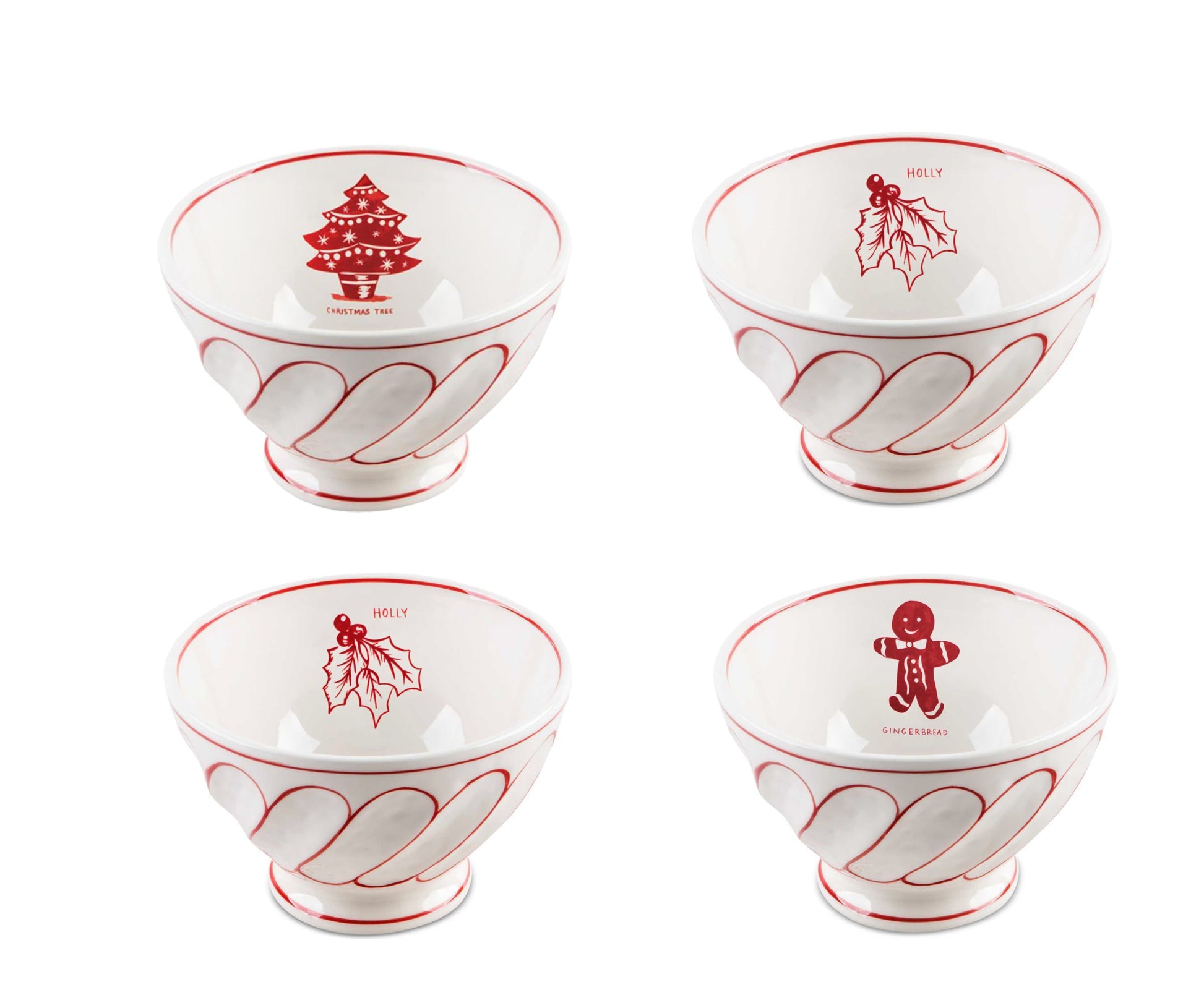 MOLLY HATCH Kitchenware MOLLY HATCH - Christmas Printed Bowls Dinnerware - 4 Pieces