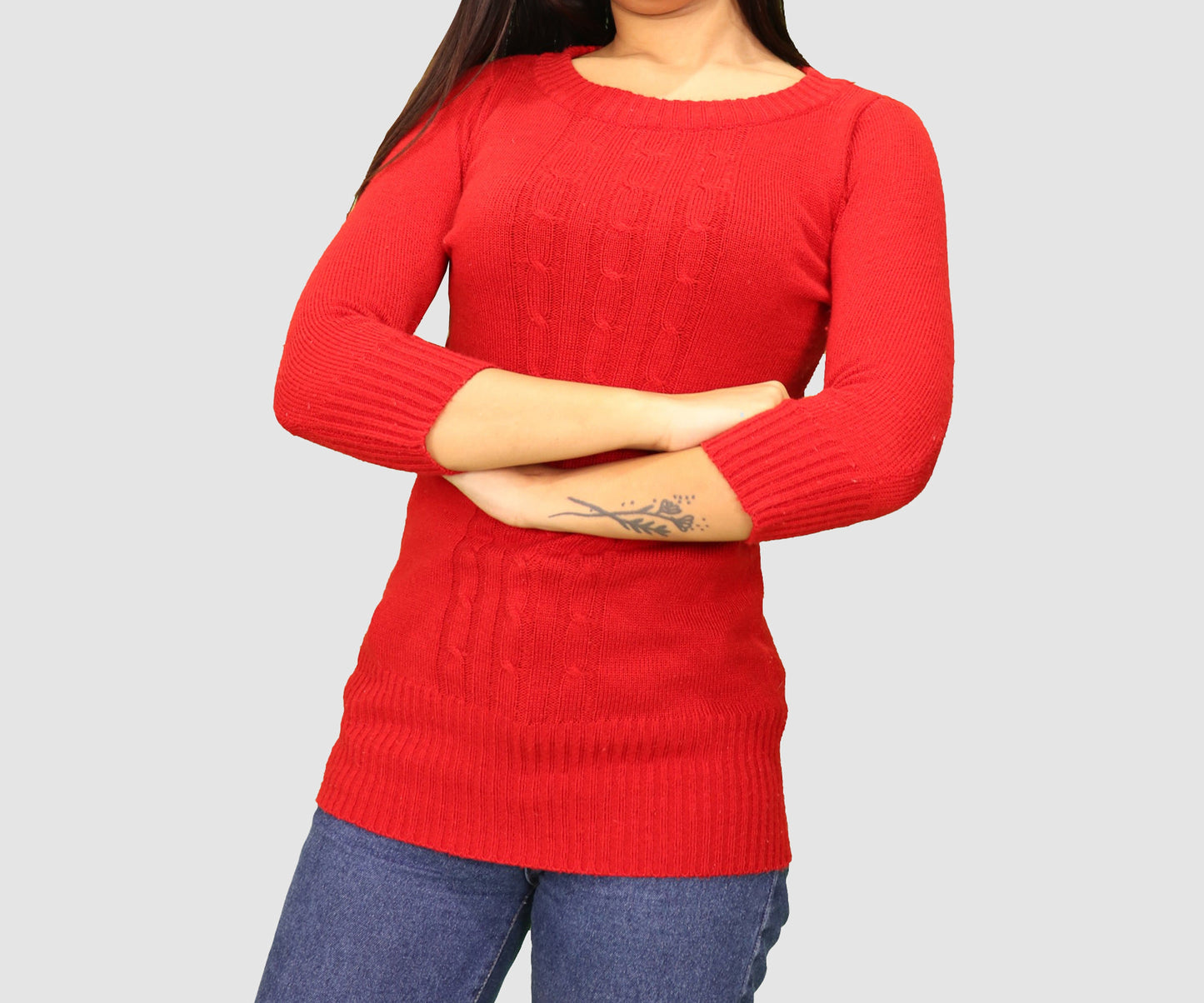 My Michelle Womens Tops Large / Red Wool Three Quarter Sleeve Top
