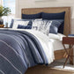 NAUTICA Comforter/Quilt/Duvet Full Queen / Navy/White Stripes NAUTICA - Candler Duvet Cover Set - 3 Pieces