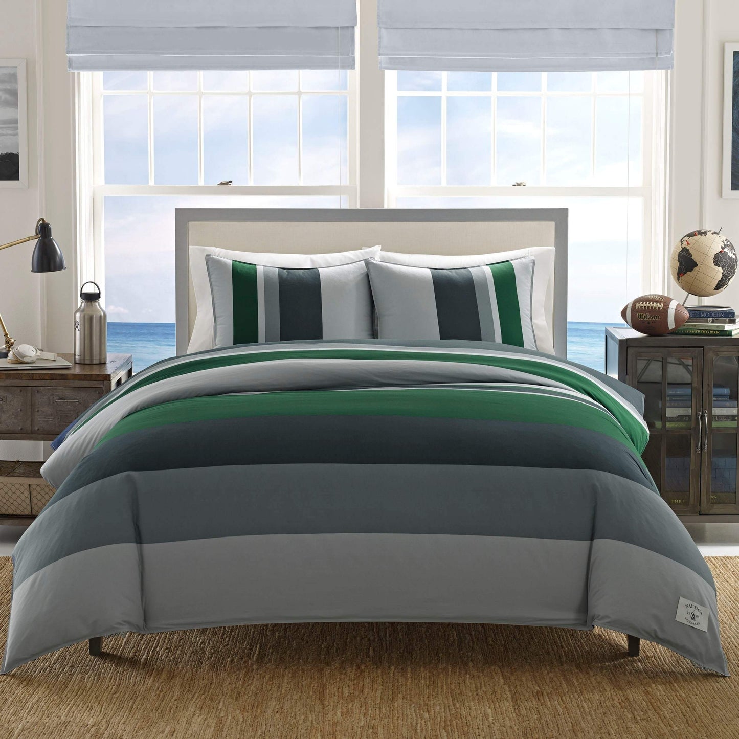 NAUTICA Comforter/Quilt/Duvet King / Open Medium Green NAUTICA - Prescott Duvet Cover Set - 3 Pieces