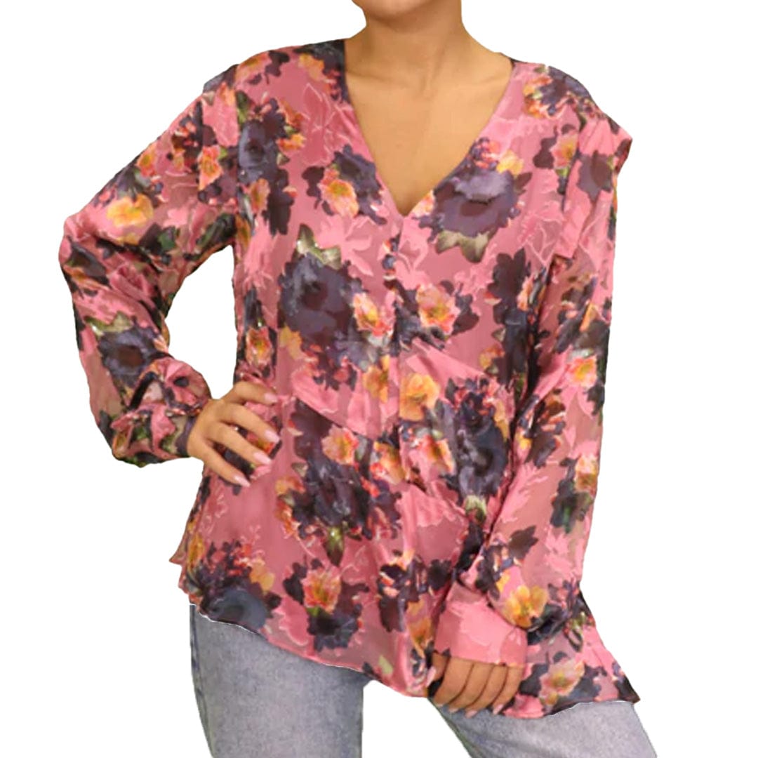 NICOLE MILLER Womens Tops S / Multi-Color NICOLE MILLER - Long Sleeve Floral Shirt