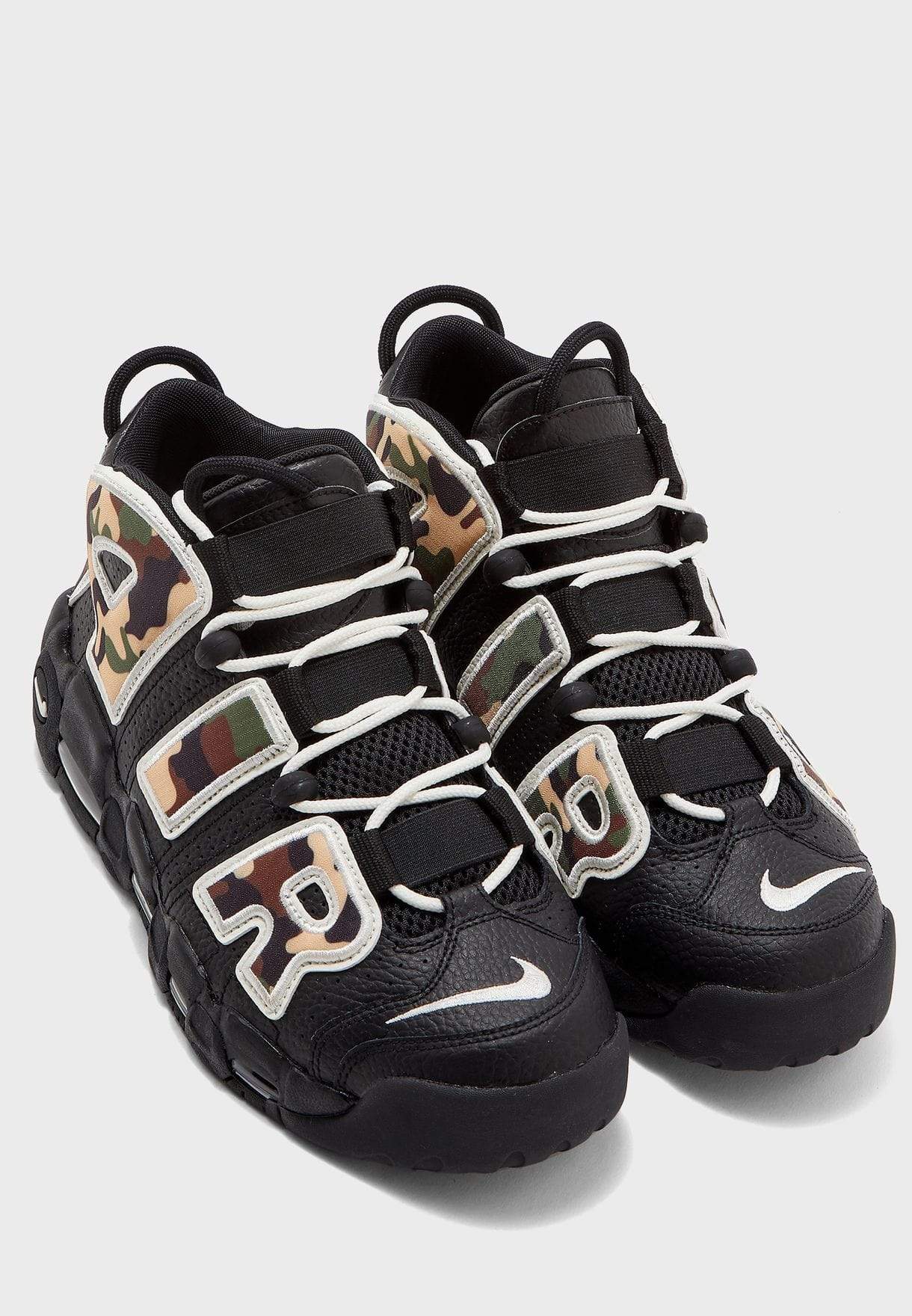 NIKE Athletic Shoes 46 / black-sail-lt british tan AIR MORE UPTEMPO 96 CAMO