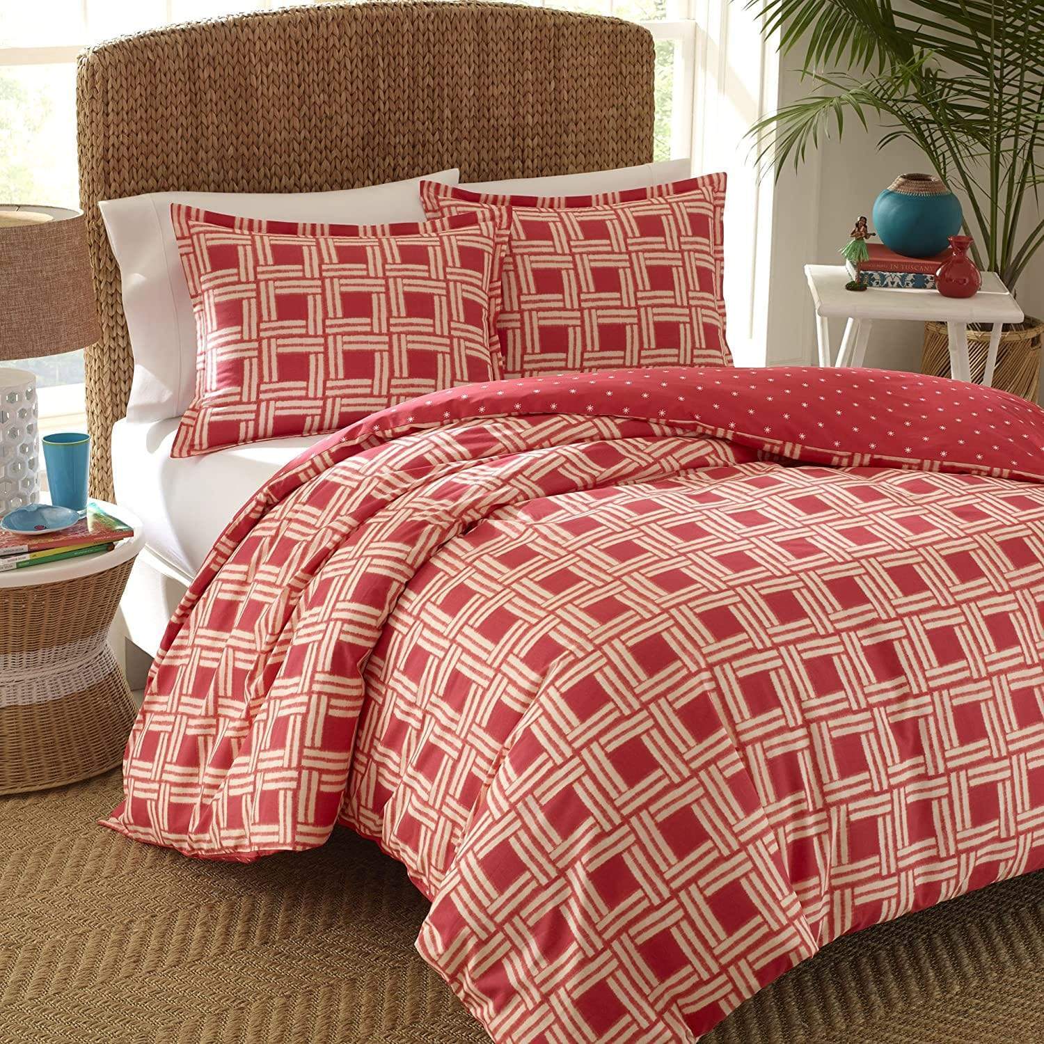 Nine Palms Comforter/Quilt/Duvet king / Coral/Beige Sunrise Comforter Set - 3 Pieces