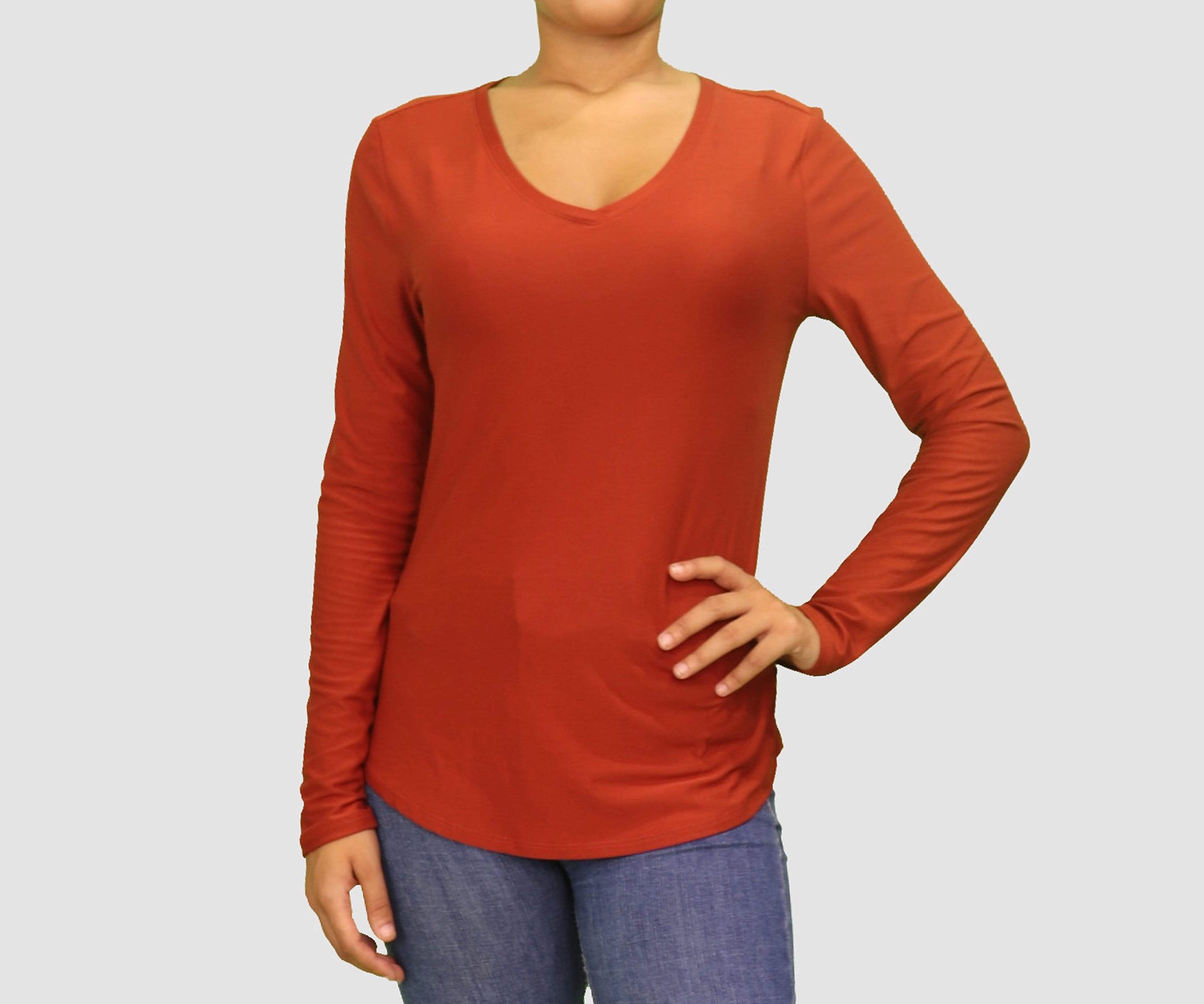 No Boundaries Womens Tops Medium - Large / Rust Orange Long Sleeve Top