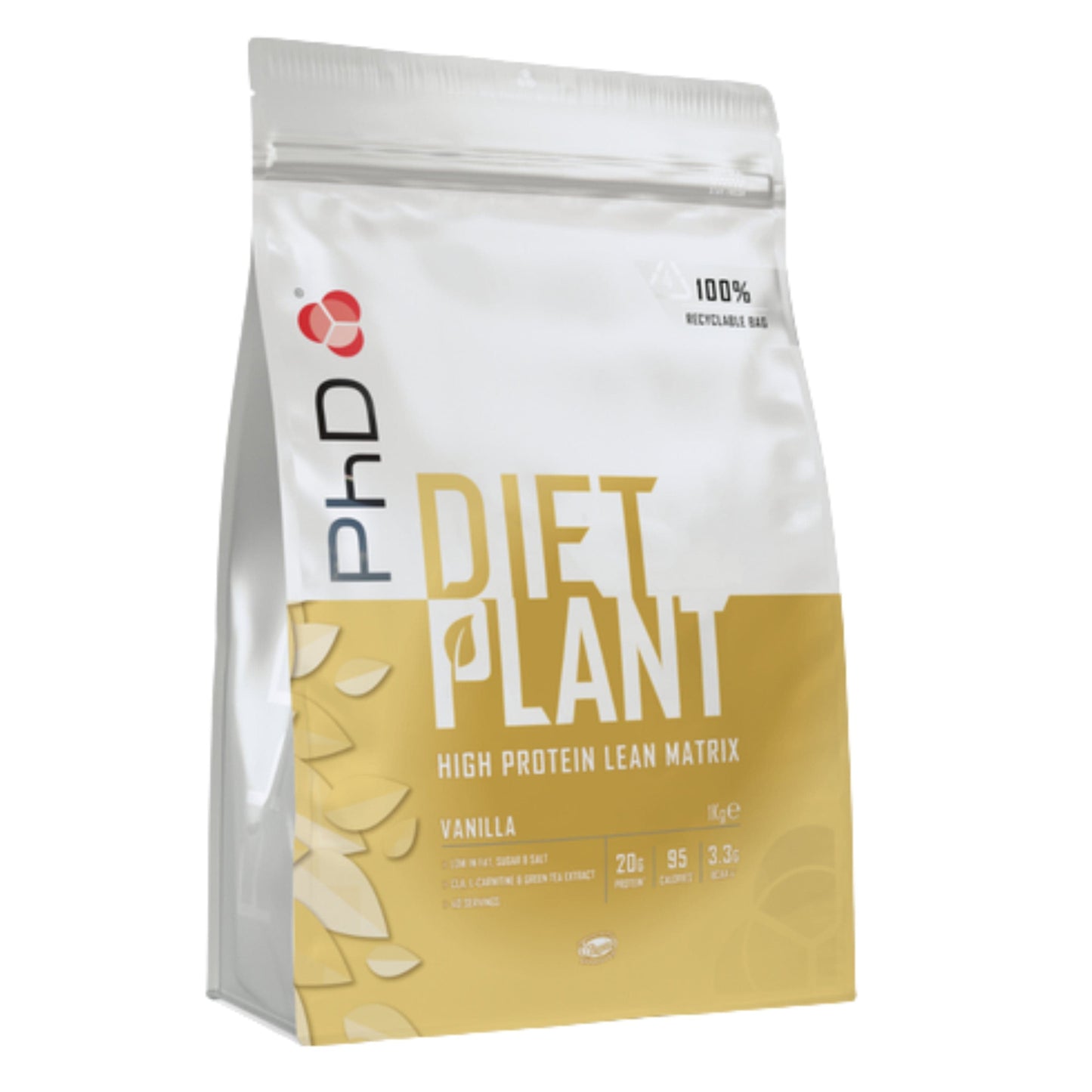 PHD Sports Supplements Vanilla PHD - low sugar Vegan Protein Powder - 1kG -