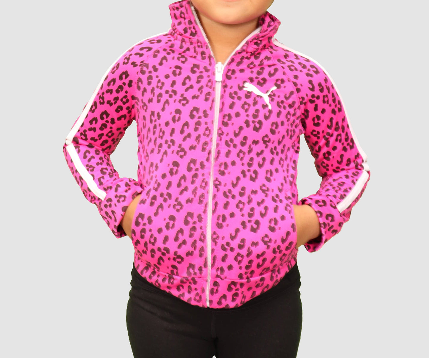 Puma Baby Girl 24 Month / Fuchsia / Multi Light Weight Animal Print Track Jacket