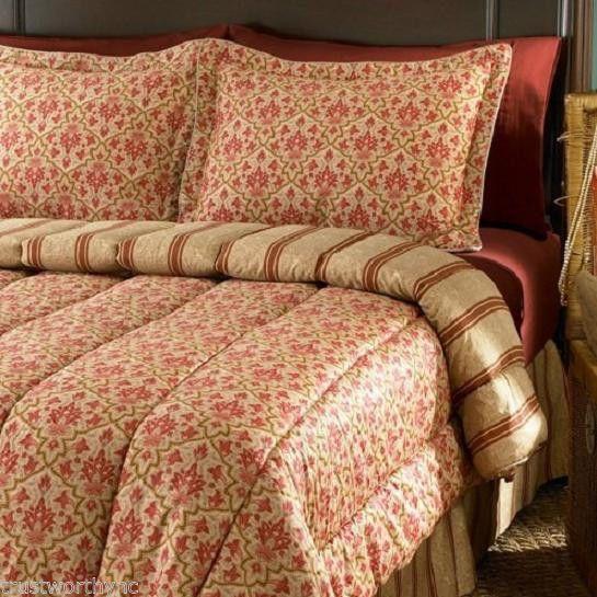 Ralph Lauren Comforter/Quilt/Duvet King - 279cm x 243cm / Gold/ Red Floral Comforter - 1 Piece