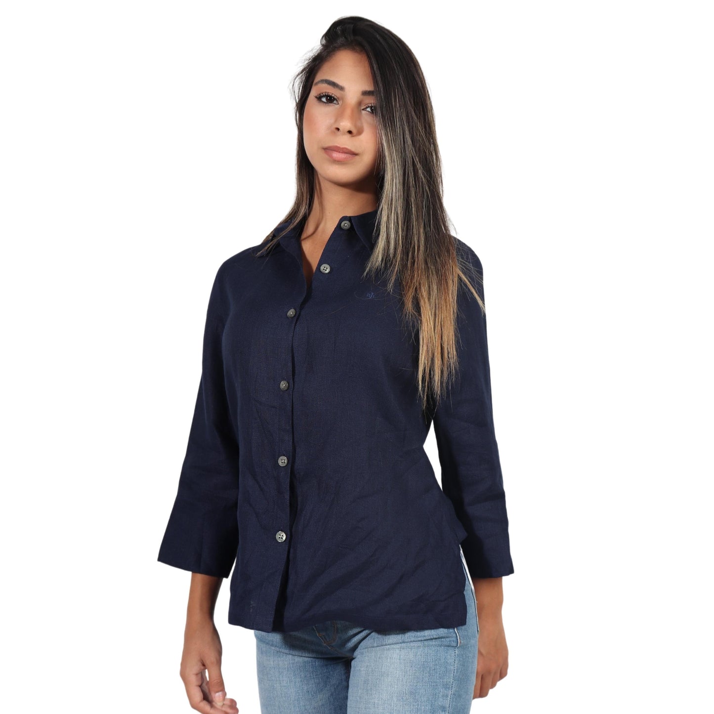 RALPH LAUREN Womens Tops Petite S / Navy RALPH LAUREN - Long Sleeve Shirt