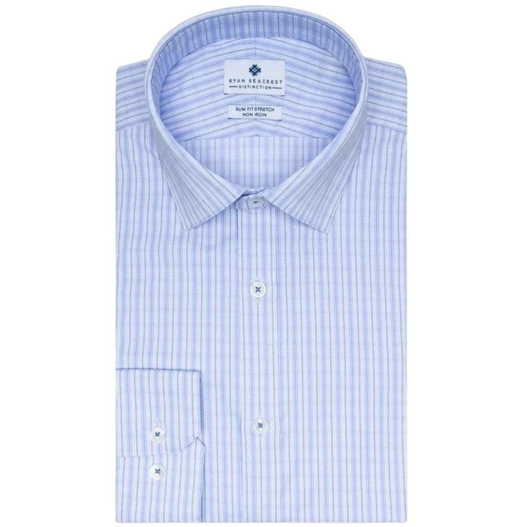 RAYAN SEACREST Mens Tops M / Blue RAYAN SEACREST - Distinction Dress Shirt