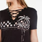 Rebellious One Womens Tops X-Large / Black Palm Tree Graphic T-Shirt