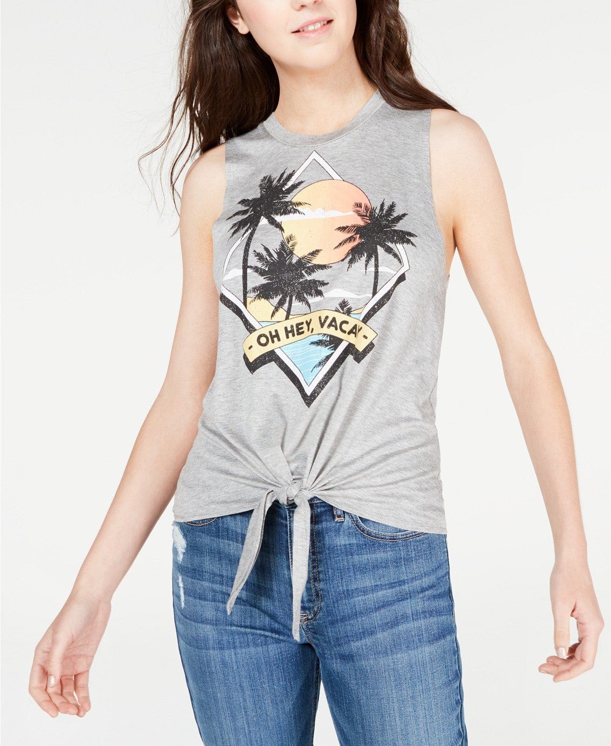 Rebellious One Womens Tops Palm Tree Tank Top